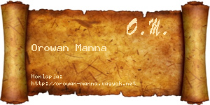 Orowan Manna névjegykártya
